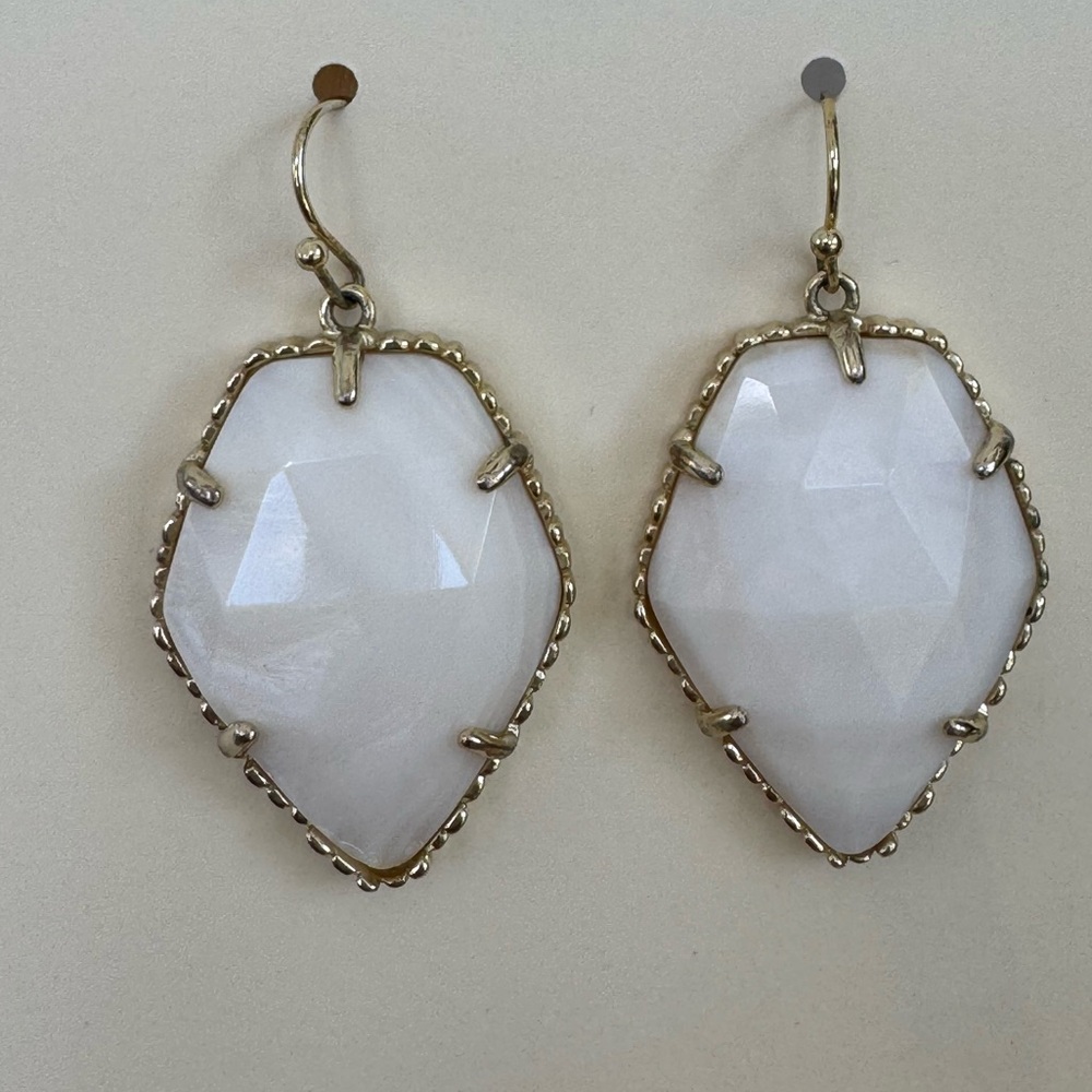 Kendra Scott Corley White Mother of Pearl & Gold Earrings